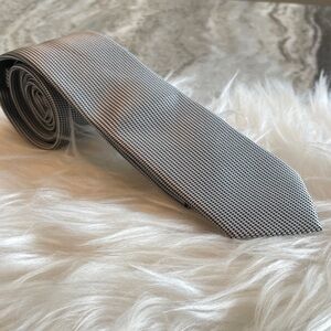 Calvin Klein Black and Grey Micro-Check Tie
